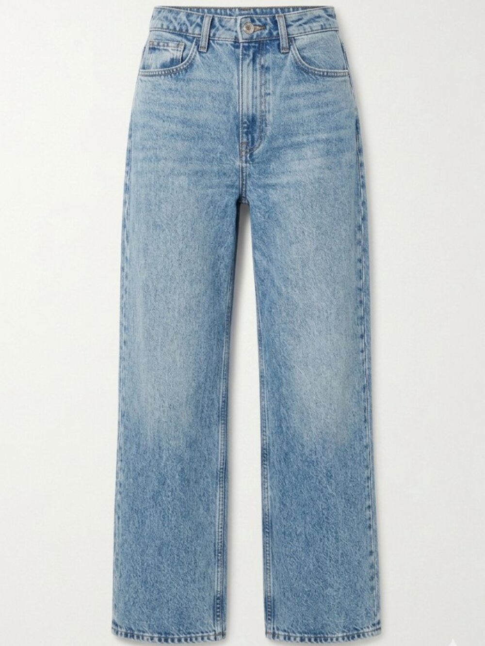 H&M &Denim Ultra High Waist Wide Leg Jeans Cotton Medium Wash Blue 6